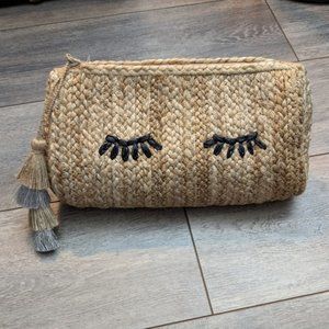 Francesca Lashes straw tassel clutch